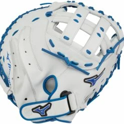 34 Inch Mizuno MVP Prime SE GXS50PSE7 White/Royal Women's Fastpitch Softball Catcher Mitt 312645
